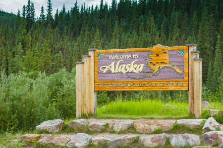 Welcome to Alaska Sign on the Alaska Highway
