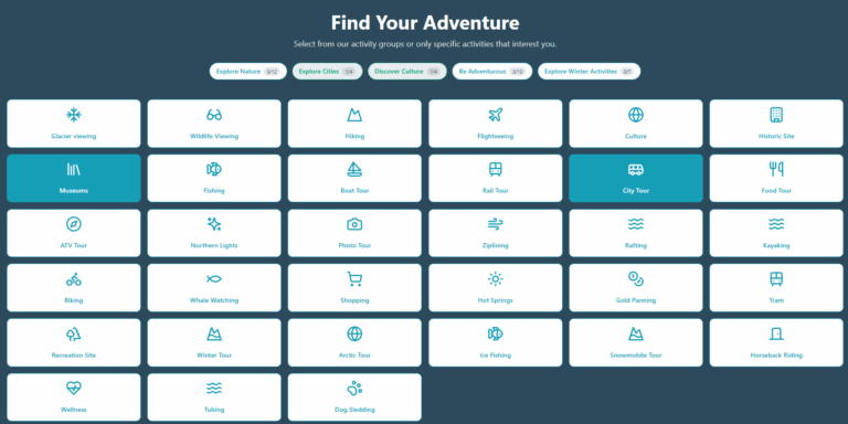 alaska trip planner activities