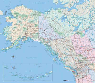 Map of Alaska, Yukon, BC, Alberta, Washington